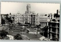 Madrid Foto AK Postamt Straßenbahn Plaza de la Cibiles