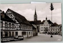 97346 W8715 Iphofen - Fachwerkhäuser Gasthaus Goldene Krone Kirche Maibaum
