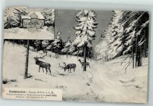 61389 W6384 Sandplacken 1908 - Gasthaus Pension Josef Heid Hirsch Winter Schnee