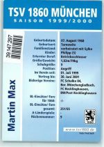 W8000 München Martin Max Autogramm TSV 1860 München persönliche Daten FTI Löwenbräu Fußball KEINE AK