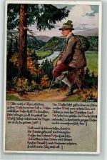 Liederkarte sign. Durst AK Wandern 1919 Künstlerkarte