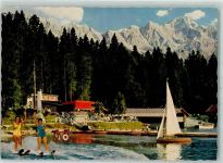 82491 W8104 Eibsee - Am Eibsee Pavillon Blick auf die Zugspitze Stempel