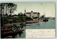 04860 O7290 Torgau 1904 Gebrauchsspuren Elbe Fischer Frachtschiffe