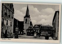 97437 W8728 Haßfurt - Litfaßsäule Oldtimer Brunnen