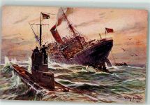 WK I Kolonialkriegerdank Vernichtung eines engl. Dampfers durch ein deutsches U-Boot Stöwer, W.