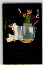 Bowle Gefäß Neujahr HWB Serie 12880 AK Clown 1926