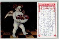 Hessischer Blumentag Engel mit Blumen AK Blumentag 1911 Künstlerkarte