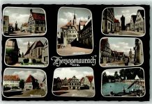 91074 W8522 Herzogenaurach - Schwimmbad Fehnturm Rathaus Türmersturm Kirchplatz