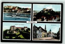 01796 O8300 Pirna - Schloss Sonnenstein Marktplatz Seitenraddampfer