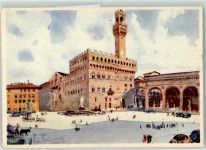50100 Firenze Künstlerkarte der Signoria Platz sign.Aldi Raimondi