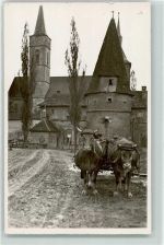97337 W8716 Dettelbach Foto AK Ort handschriftlich Viehwagen Turm Kirche
