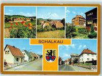 96528 O6405 Schalkau - Polytechnische Oberschule Karl Marx Siedlung Bahnhofstraße Wappen