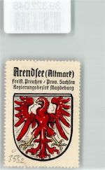 39619 O3552 Arendsee Altmark - Vignette Wappen Freist. Preußen Prov. Sachsen Regierungsbezirk Magdeburg
