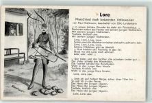 Lore sign. Schamburger Jägerin mit Gewehr Soldatenlied WK II