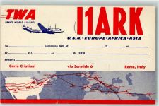 TWA Trans Worl Airlines Qsl-Karte Gebrauchsspuren