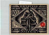 46045 W4200 Osterfeld Notgeldschein Notgeld 100 Pfennig Bergbau Mann Bett Kerze