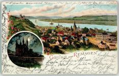53424 W5480 Remagen 1900 Lithographie Hotel Kellerei Apollinariskirche