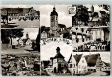 90574 W8501 Roßtal - Marktplatz Torturm Hauptstraße St. Laurentius-Kirche