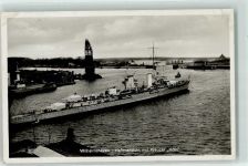 W2940 Wilhelmshaven Kreuzer Köln Hafen Marine Foto AK