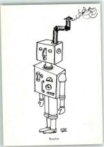 Raucher Roboter sign M. Grosu Futurismus Künstlerkarte