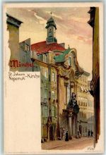 W8000 München Kirche St. Johann - Verlag Velten Kley, H. 1899 Lithographie / Künstlerkarte