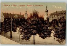 01587 O8400 Riesa 1915 - Albertplatz Rathaus Klosterkirche
