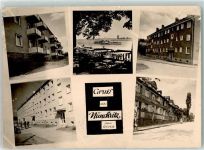 01612 O8403 Nünchritz Gebrauchsspuren Gruss Schiff Wohnhaus Fahrrad