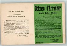 Defense d Arracher Autorite Militaire Allemande Mayor Keller Propaganda WK I
