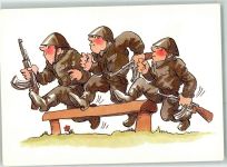 Soldaten sign.Peter Muzeniek Militär Karikatur Künstlerkarte