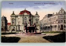 Usti nad Labem Aussig - Stadttheater m Monumentalbrunnen