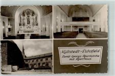37359 O5605 Küllstedt - St. Georgs-Pfarrkirche Altaransicht Kirchenorgel Pfarrhaus
