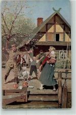 sign.Röchling Heimaturlaub Wohlfahrtskarte Rotes Kreuz 1916 Künstlerkarte