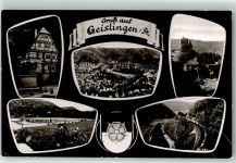 73312 W7340 Geislingen an der Steige Foto AK Denkmal Schwimmbad Burg Helfenstein Eisenbahn Stadtwappen