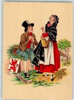 Limbourg Künstlerkarte Tracht Wappen sign. Maudy