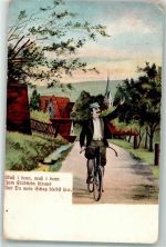Muß i denn zum Städtlein hinaus E.S.D. Serie 948 Ecke beschädigt Fahrrad Lithographie