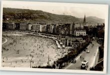 San Sebastian Donostia Foto AK Schwimmbad Strand Omnibus Auto oldtimer