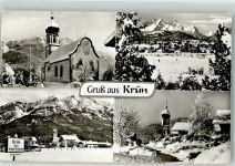 82467 W8101 Krün Foto AK Kirche Winter Schnee Berge