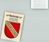 76131 W7500 Karlsruhe , Baden Vignette Wappensammelmarke Klebemarke Kaffee Hag