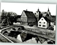 97647 W8741 Nordheim v d Rhön Foto AK mit Streubrücke und Marktplatz
