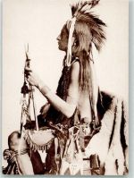 Junger Cheyenne Krieger 1880 Snake Whistler Indianer Foto AK
