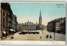 Liberec Reichenberg i. Böhmen 1901 - Marktszene Bismarckplatz Kirche