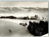 79271 W7811 St. Peter , Schwarzw Winter Gasthaus Haus Lindenberg mit Wallfahrtskirche Maria Lindenberg und Feldberg