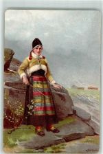 Tracht sign. Ender,A. Vorläufer Trachten Norwegen 1895 Künstlerkarte