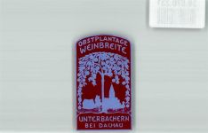 85232 W8066 Unterbachern , Kr Dachau Vignette Obstplantage Weinbreite Baum Kirche Reklamemarke
