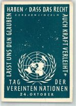 Tag der Vereinten Nationen mit Logo der UN am 24. Oktober Anlass Gebrauchsspuren