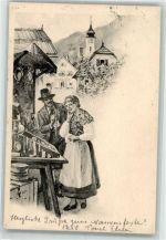Marktstand Schmuckverkauf Trachten Österreich 1902