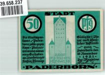 33098 W4790 Paderborn 1921 Notgeldschein 50 Pfennig Zur Zeit des Bischofs Meinwerk