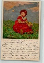 Nr. 1337 sign. Sporleder Kind Schmetterlin Blumenwiese Wenau 1926 Künstlerkarte
