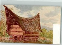 Sumatra Künstlerkarte Bataksches Haus