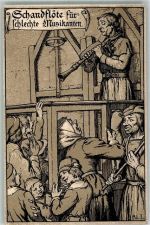 W8500 Nürnberg Mittelalter Schandflöte Strafe Lithographie / Künstlerkarte